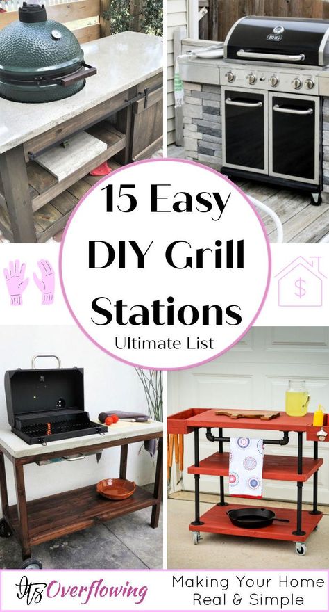 How to Build A Grill Cart Grilling Table Outdoor, Grill Caddy Ideas, Diy Outdoor Cooking Station, Grill Cart Ideas, Diy Grilling Station, Grill Gazebo Ideas Diy, Cinder Block Grill Station, Diy Grill Station Cheap, Blackstone Table Ideas