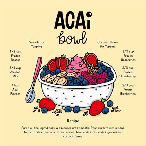 Homemade Acai Bowl, Acai Recipes, Acai Bowl Recipe, Smoothie Bowls Recipe Easy, Bowl Recipes Easy, Smoothie Bowl Recipe Healthy, Acai Bowls Recipe, Bbq Summer, Fruit Smoothie Recipes Healthy