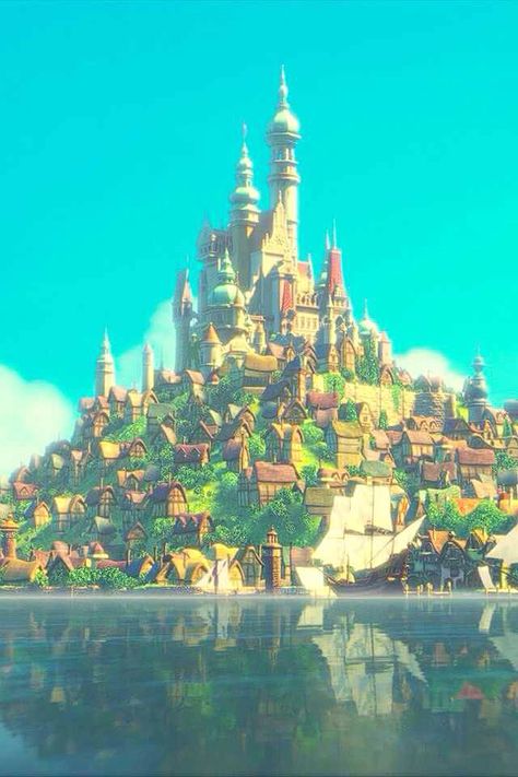 Tangled wallpaper Tangled Castle, Wallpaper Backgrounds Laptop, Rapunzel Castle, Backgrounds Laptop, Disney Challenge, Cute Disney Pictures, Tangled Rapunzel, I Saw The Light, Disney Tangled