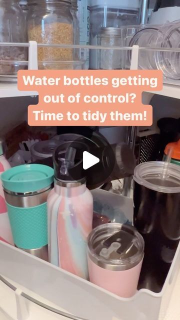 Home Organizing | Nashville, TN on Instagram: "We’ve been in enough homes to know…those water bottles can get OUT OF CONTROL!! All the Stanley’s, Yeti’s, Owala’s, etc….💧💧💧 ‌ We love this water bottle holder from @thecontainerstore because you can add a drawer underneath for all the lids + straws! And you can stack as many as you need for your bottle + cup collection. ‌ Comment H2O for the link to shop! ‌ #organizing #organizingideas #organizingtips #kitchenorganization #kitchenorganizing #thetidyhomenashville" Yeti Lid Storage Ideas, Yeti Organization, Stanley Storage Ideas, Stanley Cup Organization, Yeti Cup Storage Ideas, Yeti Cup Storage, Tumbler Cup Storage Ideas, Yeti Storage Ideas, Stanley Cup Storage Ideas