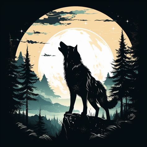 Wolf Howling Drawing, Howling Wolf Tattoo, Cool Colorful Backgrounds, Spirit Wolf, Wolf Dogs, Midnight Moon, Wolf Artwork, Wolf Painting, Scary Wallpaper