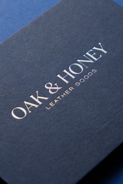 Our hot foil-stamped business stationery creates a lasting impression and adds an extra shimmer to all of your orders. These dark blue notecards were designed & foil stamped in a beautiful satin silver foil for Oak & Honey Leather Goods. Silver Color Palette, Bespoke Invitations, Creative Design Studio, Business Invitation, Visiting Card Design, Hot Foil Stamping, Business Card Inspiration, Web Design Studio, Luxury Paper