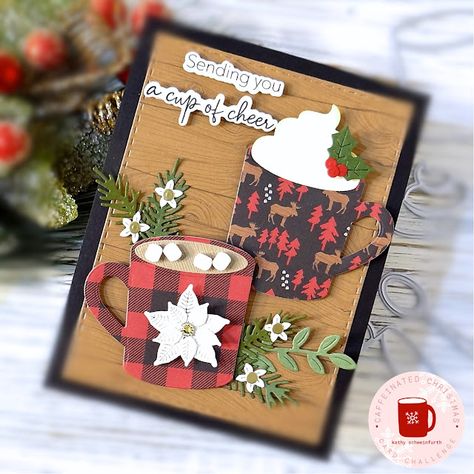 Stamps At Play: Caffeinated Christmas Card Challenge #29 - Flowers Coffee Cup Cards, Die Cut Cards Ideas Handmade, Tea Cup Card, Fall Cards Handmade, Cupcake Cards, Hug In A Mug, Retro Christmas Cards, Card Greetings, Tag Ideas