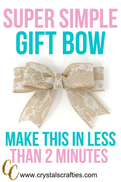 Burlap Ribbon Bow Tutorial, Single Ribbon Bow Diy, Package Bows Diy Simple, Making A Simple Bow, How To Make A Bow Around A Jar, Simple Bows For Presents, Making Gift Bows Out Of Ribbon, How To Make Simple Bow, How To Make An Easy Bow