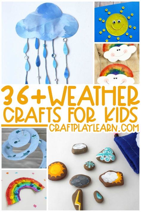 Are you planning a weather unit for your kids or students? Perhaps you just need a simple and fun afternoon craft on a rainy day or when it’s too cold or hot out. Either way, we’ve got you covered with some fantastic weather crafts for kids. From smiling suns to blustery blizzards and everything in between, you’ll find the perfect craft to suit your local weather conditions. #weather #crafts #kids #learning Weather Crafts For Kids, Weather For Kids, Rain Crafts, Weather Activities For Kids, Snow Crafts, Preschool Weather, Afternoon Crafts, Sun Crafts, Weather Art