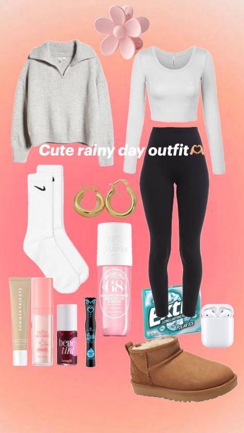 Try this outfit out when it rains!! Raining Day Outfit, Basic Girl, Road Trip Essentials, Summer Fridays, When It Rains, Rainy Day Outfit, Day Outfit, Rainy Days, School Outfits