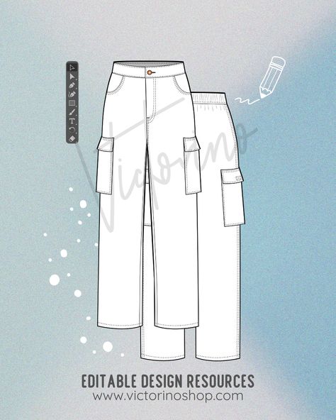 Stylish Comfort: Technical Fashion Drawing of Straight-Leg Cargo Pants  relaxed yet stylish outfit perfect for everyday wear. straight-leg cargo pants, this design is ideal for spring-summer collections. Mid-rise fluid pants with an elastic back waistband. Front pockets and flap patch pockets on the sides. Straight leg. Front closure with zipper and button.  #relaxedStyle #technicalDrawing #fashionDesign #cargoPants #oversizedShirt #springSummerTrends #fashionIllustration Spring Summer Trends, Clothing Mockup, Cargo Pant, Curated Design, Technical Drawing, Oversized Shirt, Relaxed Style, Jeans Style, Fashion Drawing