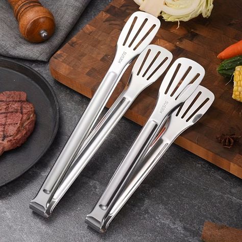 Faster shipping. Better service Breaded Steak, Bread Clip, Barbeque Recipes, Stainless Steel Tongs, Food Tongs, Stainless Steel Bbq, Baked Fries, Serving Tongs, Barbecue Tools