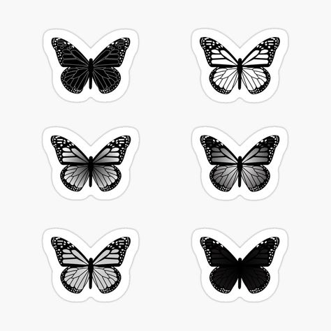 Black Design For Scrapbook, Black Laptop Stickers Ideas, Aesthetics Butterfly, Butterflies Stickers, Stickers Butterfly, Butterfly Black And White, Butterfly Stickers, Scrapbook Printing, Black And White Stickers