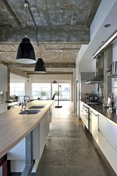 London Loft Kitchen Industrial Lofts, Loft Inspiration, Loft Interior Design, Loft Interior, Loft Stil, Interior Design Per La Casa, Loft Interiors, Loft Living, Style Loft