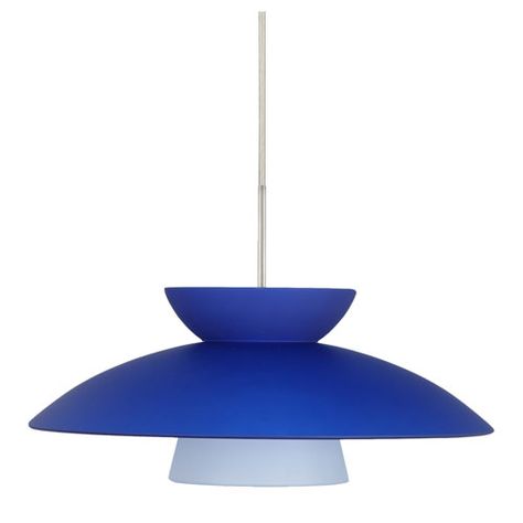 Trilo 15 Satin Nickel One Light LED Pendant With Blue Matte Glass Besa Lighting Dome Penda Edgy Classic, Mid Century Lighting Pendant, Track Lighting Fixtures, Dome Pendant Lighting, Pendant Fixture, Glass Display, Simple Lighting, Chandelier Ceiling Lights, Pressed Glass