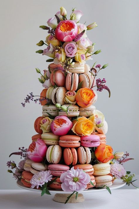 how to  get views in blog Flower Tower Ideas, Macaroon Tower, Macaron Tower, Passion Flowers, I Love Flowers, Deco Champetre, Flower Tower, Bridal Tea, Birthday Dinners