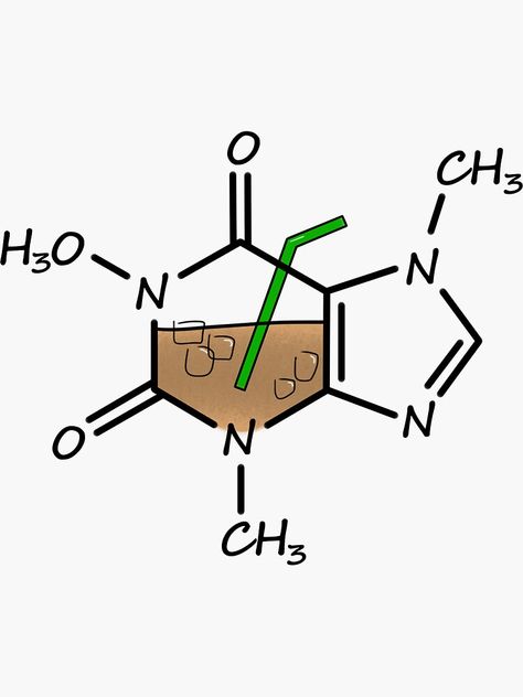 Caffeine Tattoo Ideas, Ice Coffee Tattoo, Iced Coffee Tattoo, Caffeine Molecule Tattoo, Caffeine Tattoo, Coffee Molecule, Caffeine Chemistry, Chemistry Tattoo, Themed Tattoos