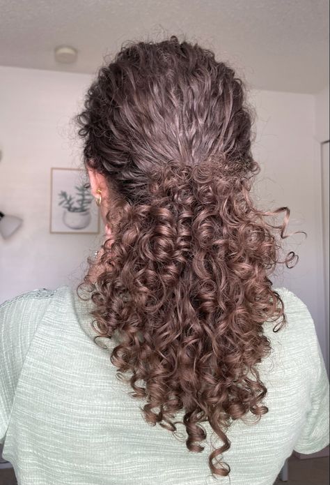 Low Ponytail For Curly Hair, Tied Back Curly Hairstyles, Curly Hair Styles Ponytail, Loose Ponytail Curly Hair, Loose Curly Ponytail, Tied Up Curly Hairstyles, Tied Curly Hair, Curly Hair Tied Up, Curly Hair Tied Back