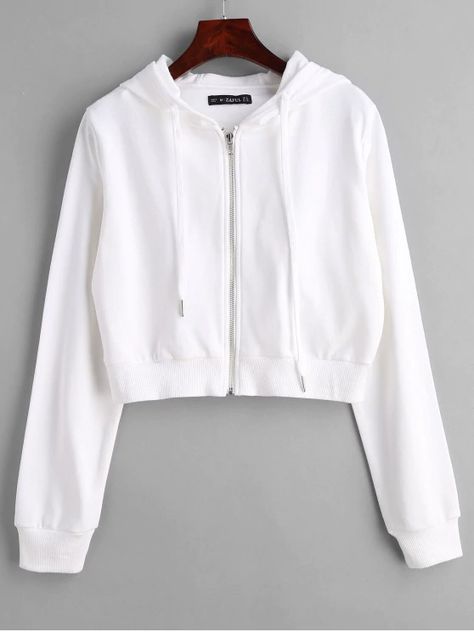 ZAFUL Drawstring Zip Up Cropped Hoodie - WHITE M Crop Tops, Rose Gal, Crop Hoodie, Crop Tops Women, Cropped Hoodie, Special Features, Rain Jacket, Athletic Jacket, Style Inspiration