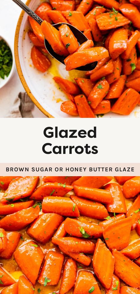 These easy glazed carrots are sautéed in a brown sugar or honey butter glaze until tender and caramelized. They cook up in under 20 minutes for a delicious side dish! Easy Glazed Carrots, Easy Honey Glazed Carrots, Honey Butter Glaze, Brown Sugar Carrots, Brown Sugar Glazed Carrots, Healthy Mashed Potatoes, Broccoli Salad With Cranberries, Caramelized Carrots, Honey Carrots