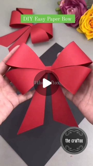 Wall Hanging With Paper Craft, Bow Tie Craft, Paper Bow Tutorial, How To Make A Bow With Paper, Paper Bows Diy Easy, Easy Arts And Crafts For Kids, Ribbon Bows Diy, Paper Bows Diy, How To Make A Ribbon Bow