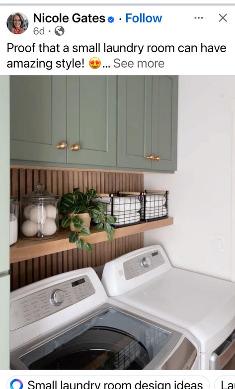 Laundry In Utility Room, Laundry Room With Deep Sink, Washer Dryer Built In, Under Washer And Dryer Storage Diy, Washer And Dryer In Garage, Olive Green Laundry Room, Sage Laundry Room, Laundry With Sink, Top Loader Laundry Room Small Spaces