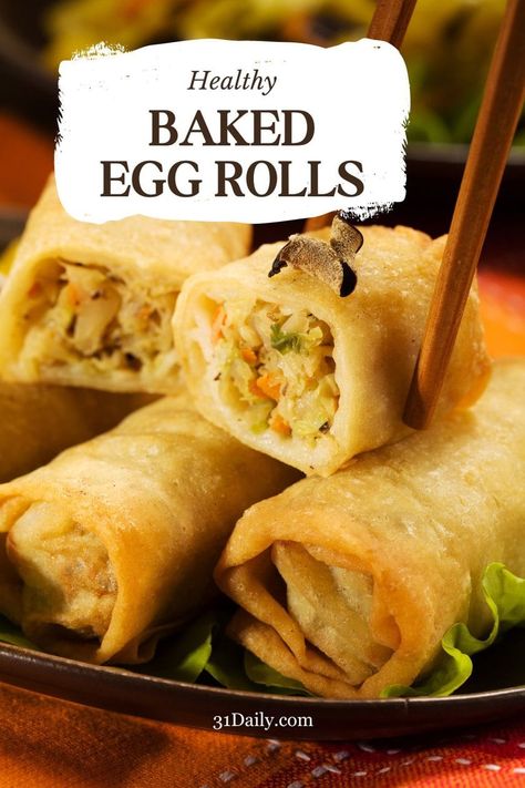 Vegetable Egg Rolls Recipe, Eggroll Wrapper Recipes, Baked Eggrolls, Easy Egg Roll Recipe, Egg Rolls Baked, Baked Egg Rolls, Healthy Egg Rolls, Soy Dipping Sauce, Baked Spring Rolls