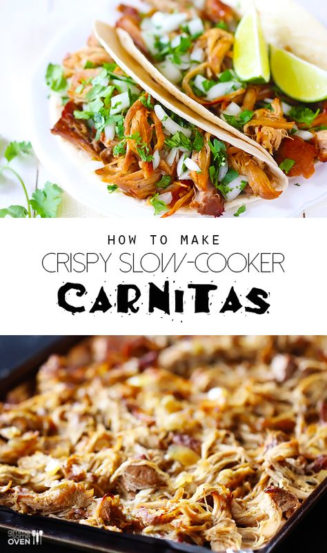 Slow Cooker Carnitas, Pork Carnitas Slow Cooker, Burnt Ends, Cooked Meal, Pork Carnitas, Shredded Pork, Slow Cooker Pork, Braised Pork, Crock Pot Slow Cooker