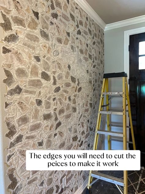 DIY Faux Stone Wall | Gallery posted by Mary Mckee | Lemon8 Faux Rock Wall Interior, Peel And Stick Stone Wall, Diy Faux Stone Wall, Faux Stone Wall Interior, Diy Accent Wall Ideas, Faux Rock Walls, Fake Stone Wall, Stone Wall Interior Design, Faux Stone Sheets