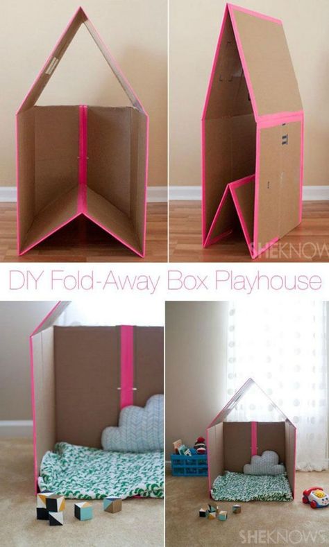 Cardboard Box Playhouse, Cardboard Box Playhouse Diy, Uppfostra Barn, Cardboard Play, Carton Diy, Diy Playhouse, Kids Rooms Diy, Vans Shoe, Cat Embroidery