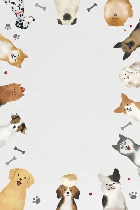 Animal background psd with cute | Free PSD Illustration - rawpixel Animals Doodle, Dog Frame, Paw Wallpaper, Dog Wallpaper Iphone, Dog Background, Iphone Wallpaper Cat, Cute Dog Wallpaper, Cartoon Cats, Dog Frames