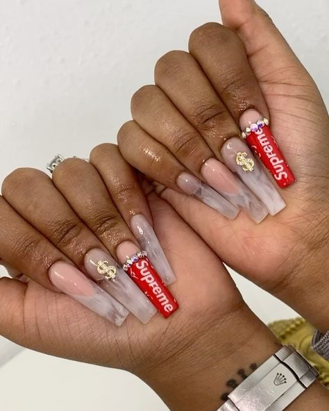 Supreme Nails Design, Supreme Nails, Best Friend Pictures, Friend Pictures, Nail Inspo, Acrylic Nails, Nail Designs, Nails, 10 Things