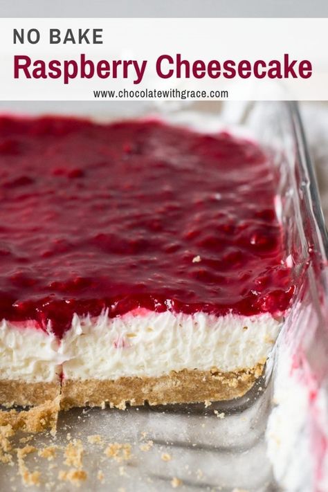 Family Baking Ideas, Whip Cream Cheesecake, Easy No Bake Raspberry Cheesecake, No Bake Cheesecake Raspberry, Cheesecake With Pudding No Bake, Raspberry Desserts Easy Simple, Cheesecake With Raspberries, Raspberry Cheesecake Desserts, White Chocolate Raspberry Cheesecake No Bake