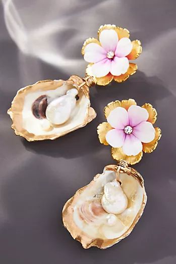 Women's Jewelry | Fashion Jewelry for Women | Anthropologie Spring Celebration, Anthropologie Jewelry, Bhldn Weddings, Beaded Drop Earrings, Hoop Earring Sets, Shell Crafts, Oyster Shell, Earrings Color, Diy Accessories