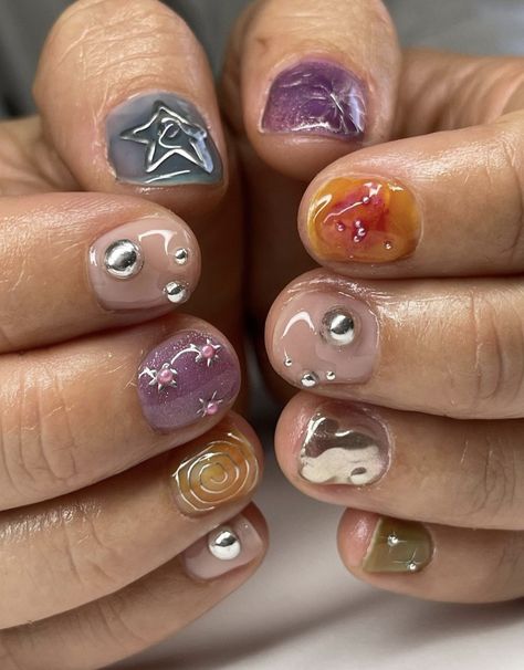 Hippie Nails, Hard Nails, Colorful Nail, Pretty Gel Nails, Jelly Nails, Minimalist Nails, Dream Nails, Fire Nails, Funky Nails