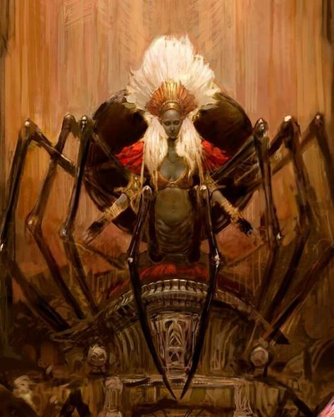 Lolth the Spider Queen by Justin Sweet Justin Sweet, Spider Queen, Fantasy Role Playing, Cosmic Horror, D&d Dungeons And Dragons, Dark Elf, Modern Fantasy, Goddess Art, High Fantasy