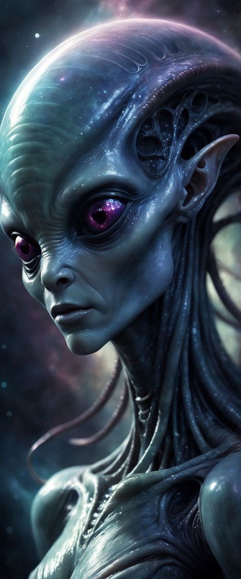 Alien Side Profile, Female Alien, Side Profiles, Alien Life, 3d Art Drawing, Alien Art, Side Profile, Dnd Characters, Art Beautiful