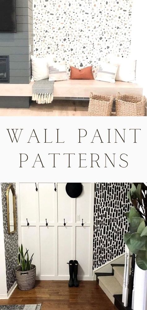 Geometric Wall Paint Patterns, Wall Stencil Bathroom, Easy Wall Stencil, Creative Wall Painting Ideas, Sponge Painting Walls, Wall Pattern Design, Modern Wall Stencil, Wall Stencil Designs, Diy Wall Design