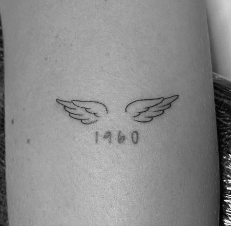 Memorial Wings, Small Name Tattoo, Small Angel Wing Tattoo, Tattoos For Dad Memorial, Wing Tattoos, Minimalist Tattoo Ideas, Cross Tattoos For Women, Small Quote Tattoos, Jon Boy