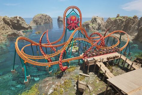 Theme Park Ideas Inspiration, Planet Coaster Inspiration, Planet Coaster Ideas, Planet Games, Theme Park Planning, Park Entrance, Coaster Ideas, Planet Coaster, The Spike