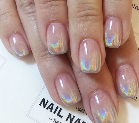 Holographic Nail Designs, Pale Nails, Rose Gold Nails Design, Manicured Nails, Hot Nail Designs, Unghie Sfumate, Nails Chrome, Gold Nail Designs, Rose Gold Nails