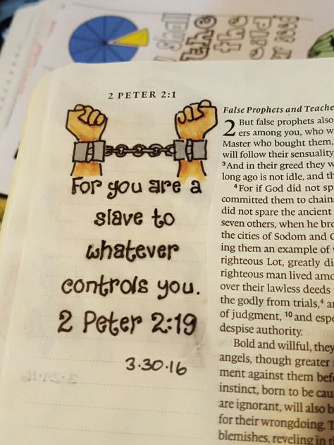 2 peter 2:19 Peter Bible, Scripture Art Journaling, Bible Journal Notebooks, Bible Journaling For Beginners, Bible Drawing, Bible Journaling Ideas Drawings, Bible Journal Notes, Inspire Bible Journaling, Bible Illustrations