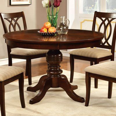 Rosalind Wheeler Beazer Dining Table Round Wooden Dining Table, Cherry Furniture, Round Dining Room Sets, Round Pedestal Dining, Homes Inside, Round Pedestal Dining Table, Round Wood Dining Table, Round Dining Room, Pedestal Dining Table