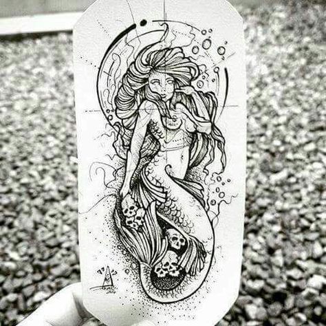 Mermaid Sleeve Tattoos, Little Mermaid Tattoo, Tattoo Mermaid, Siren Tattoo, Mermaid Tattoo Designs, Kunst Tattoos, Theme Tattoo, Geniale Tattoos, Mermaid Drawings