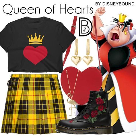 Disney Princess Inspired Outfits, Alice In Wonderland Outfit, Disney Character Outfits, Disney Bound Outfits Casual, Goth Disney, Princess Inspired Outfits, Disney Queens, Disney Themed Outfits, The Queen Of Hearts