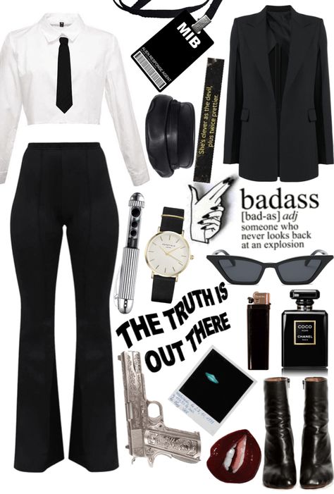 MIB (Majorly Incredible Badass) created by mia1204        on ShopLook.io perfect for Work. Visit us to shop this look. #Work, #Men In Black Movie Style (6/14), #Minimalist, #Edgy, #Grunge, #Year Round, #All Men In Black Costume Accessories, Men In Black Movie Costume, Men In Black Movie Aesthetic, Man In Black Aesthetic, Men In Black Outfit Halloween, Detective Halloween Costume Woman, Men And Black Halloween Costume, Men In Black Costume Ideas Women, Womens Men In Black Costume