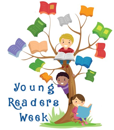 Young Readers Week, November 11-17, 2018 School Wall Decoration, School Board Decoration, Kids Reading Books, School Wall Art, School Murals, Book Tree, School Painting, Board Decoration, Library Decor