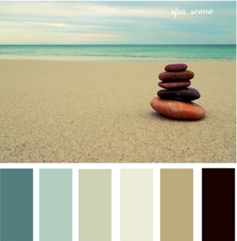 Love this color spa pallet! Spa Colors, Beach Colors, Coastal Colors, Spa Decor, Spa Room, Massage Room, Colour Schemes, Color Pallets, Color Swatches