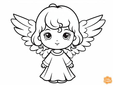 illustration of Angel picture to color Peaceful Art, Angel Coloring Pages, Peace Art, Angel Pictures, Fantasy Fairy, Free Coloring Pages, Free Kids, Colorful Pictures, Free Coloring