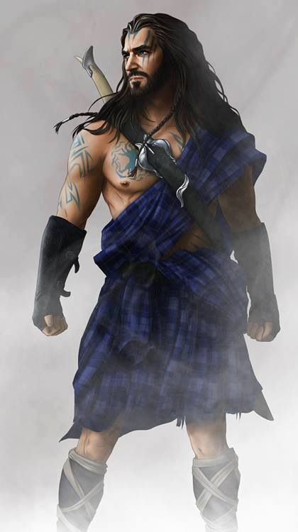 Irish Kilts | Via Yohnnilee EntrikinWhite hair and he could be Finn McCool Great Kilt, Celtic Gods, Celtic Warriors, Heroic Fantasy, Men In Kilts, Fantasy Warrior, Rpg Character, Gods And Goddesses, Character Portraits