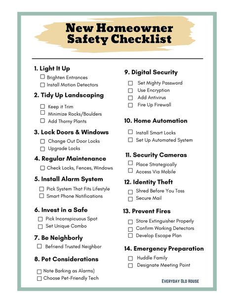 You've done the hard part, finding your perfect home. But how safe is it? Using our detailed checklist, we'll walk you through vital safety measures to protect your family and your investment. Safety House Ideas, Buying A Home Checklist, Homeowner Checklist, Home Safety Checklist, House Hunting Checklist, Safety Checklist, Buying First Home, Home Buying Checklist, Girl Apartment Decor