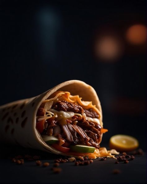 Photo side view shawarma dark background | Premium Photo #Freepik #photo Food On Black Background, Shawarma Creative Ads, Shawarma Design Ideas, Shawarma Background Design, Shawarma Food Photography, Shawarma Branding Design, Shawarma Poster, Wedding Background Images, Food Graphic Design