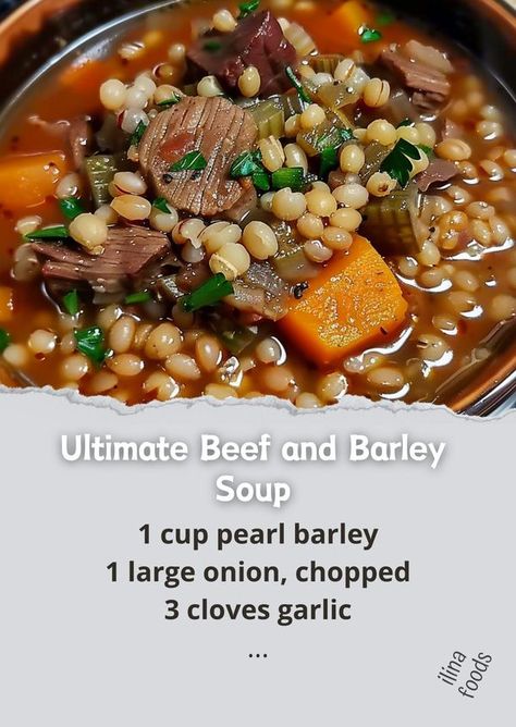 Crockpot Beef Barley Soup, Boneless Chuck Roast, Beef And Barley Soup, Beef And Barley, Beef Barley, Beef Barley Soup, Flavorful Vegetables, Pearl Barley, Barley Soup