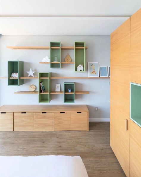 Green Shelves, House Studio, Kids Interior, Kids Room Design, Shelf Design, Home Room Design, Pet Lover, Baby Room Decor, 인테리어 디자인